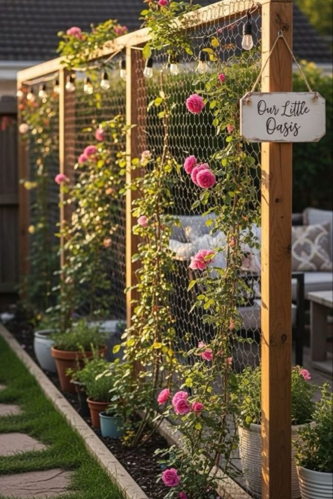 Chicken wire flower support trellis