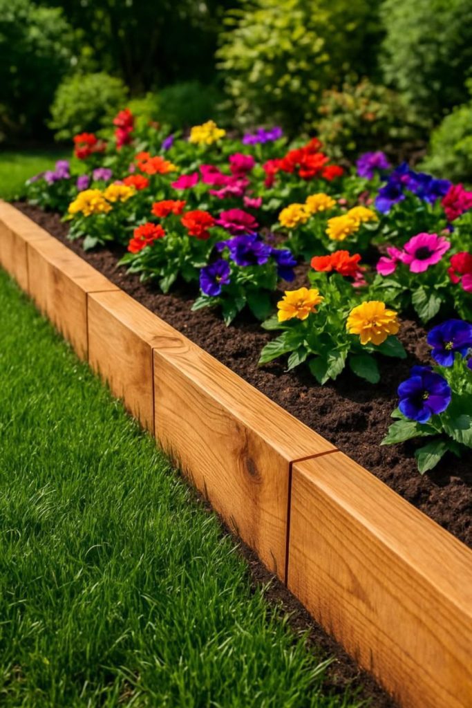 Clean linear garden bed boundary.