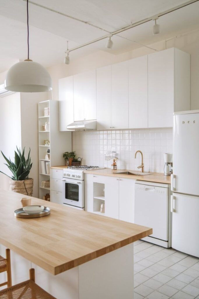 Airy white minimal kitchen aesthetic