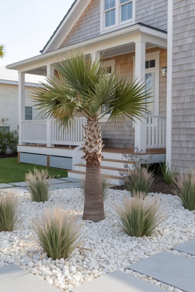 Coastal breeze landscape sandy tones soft grasses beach style yard