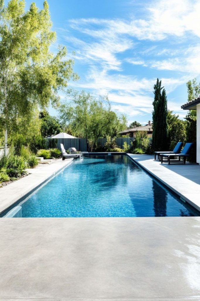 Patchwork concrete tile pool deck design
