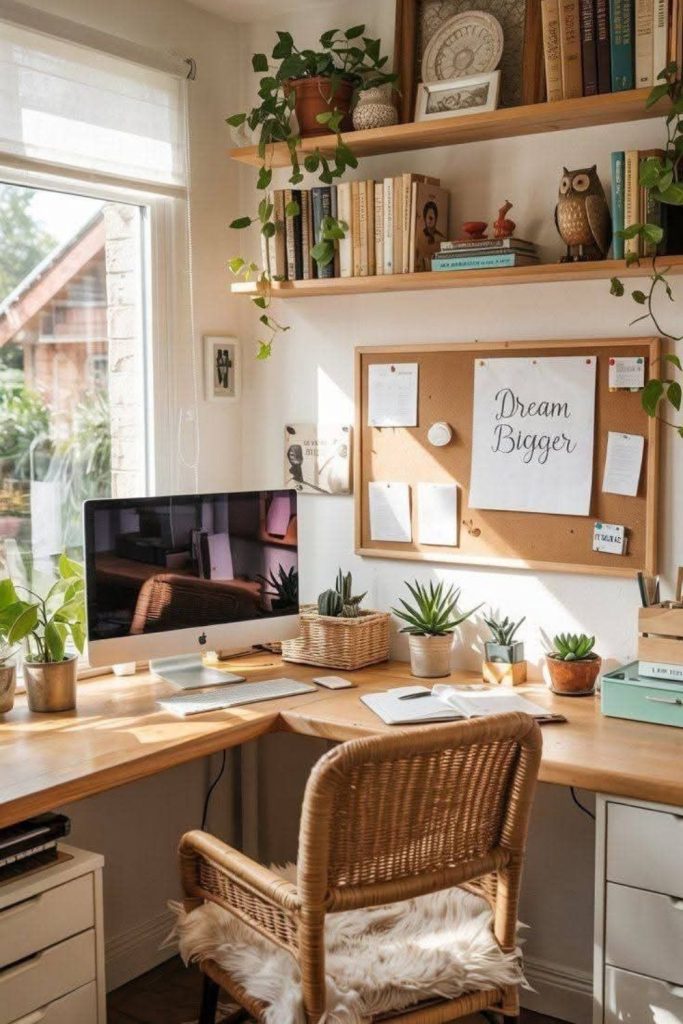 Corkboard creative idea filled cubicle style.