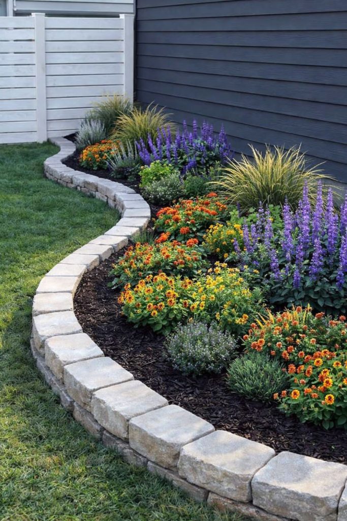 Bold deep-cut garden separation line.