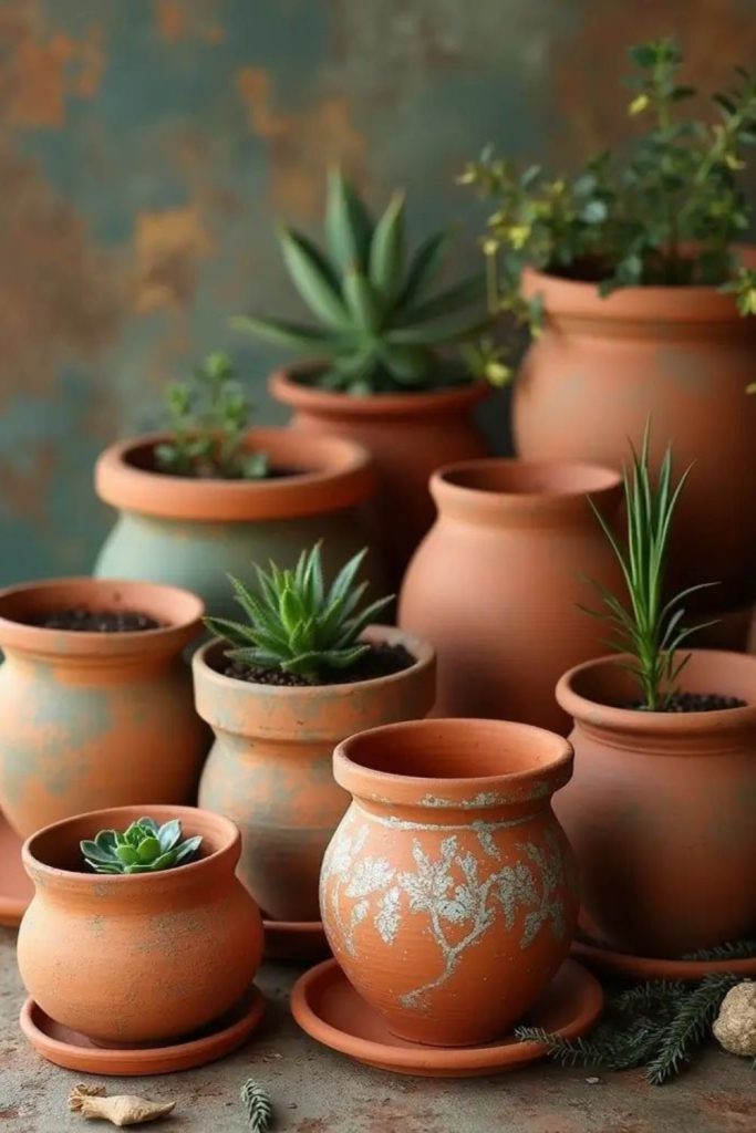 Desert echo weathered terracotta garden pot