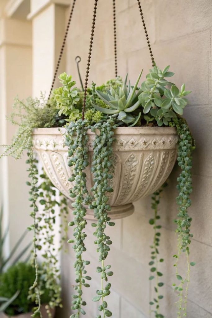 Swinging succulent desert style pots