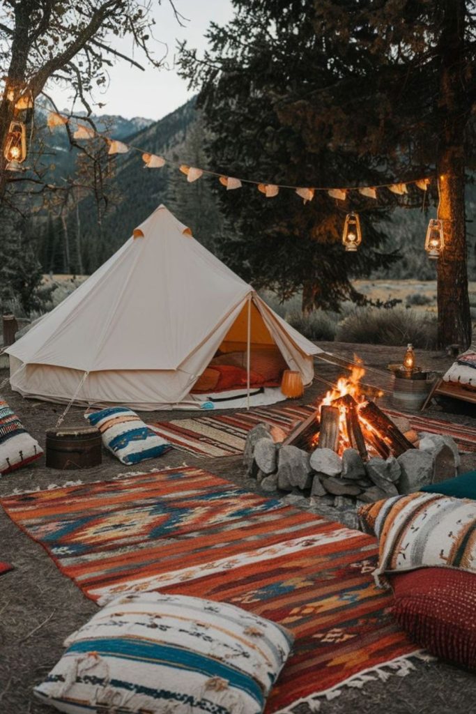 Desert ember fire ring night camp