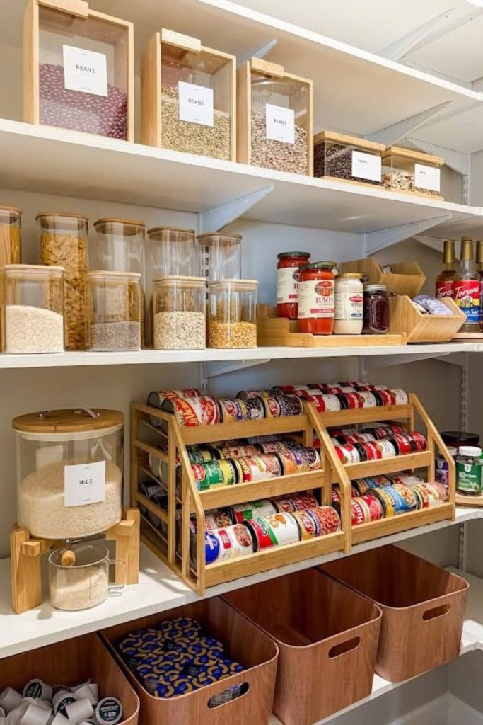 Emergency meal pantry shelf setup.