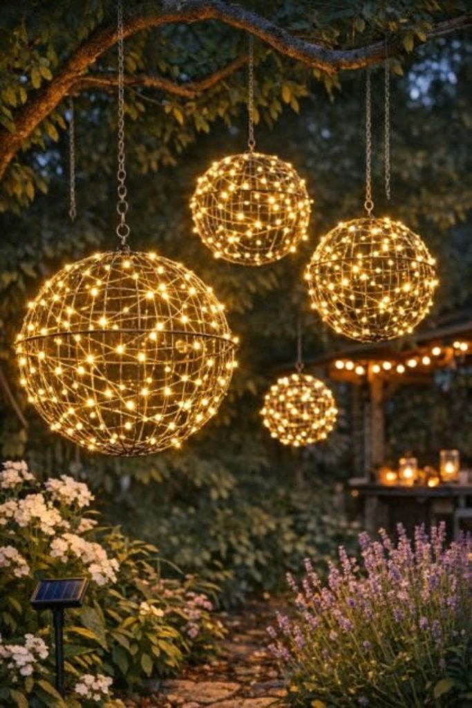 Vine wrapped hanging spheres
