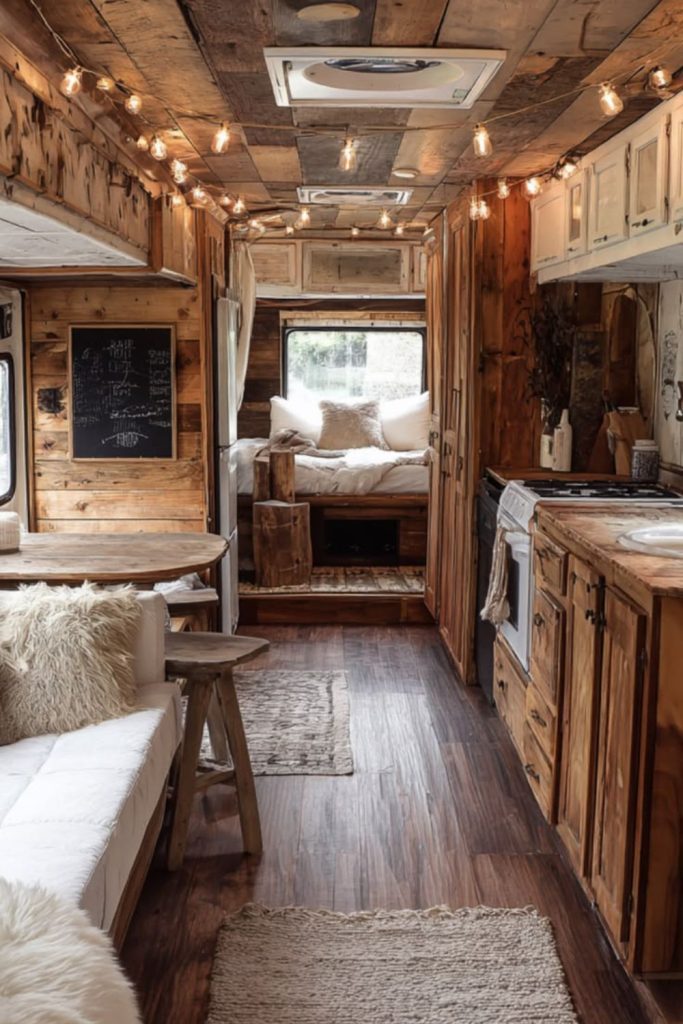 Faux wood ceiling RV decor.