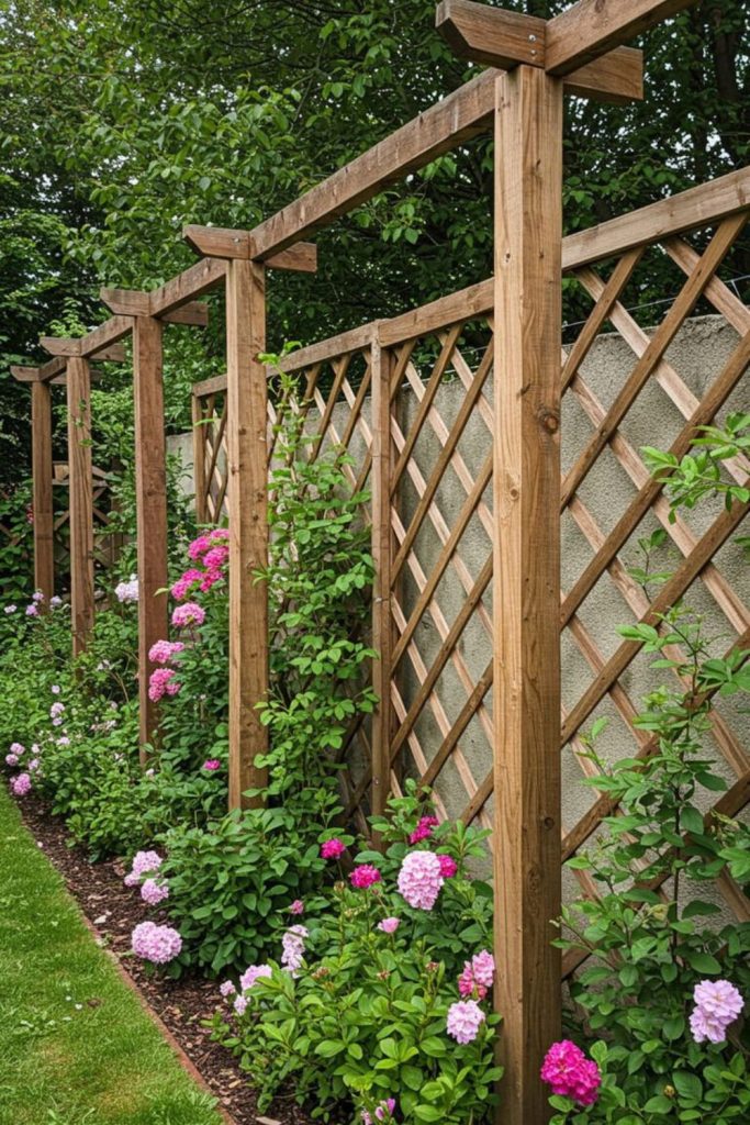 Fence panel flower climbing trellis