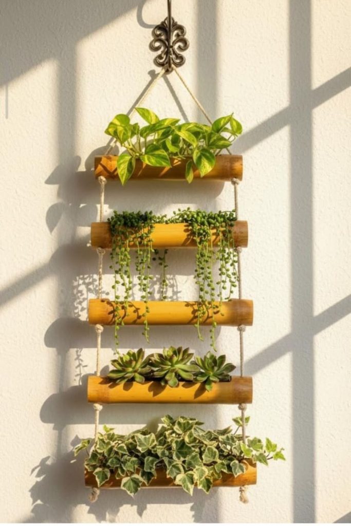 Bamboo herb line garden display