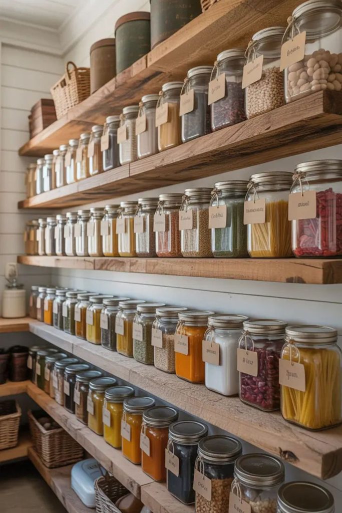 Wall mounted glass jar storage