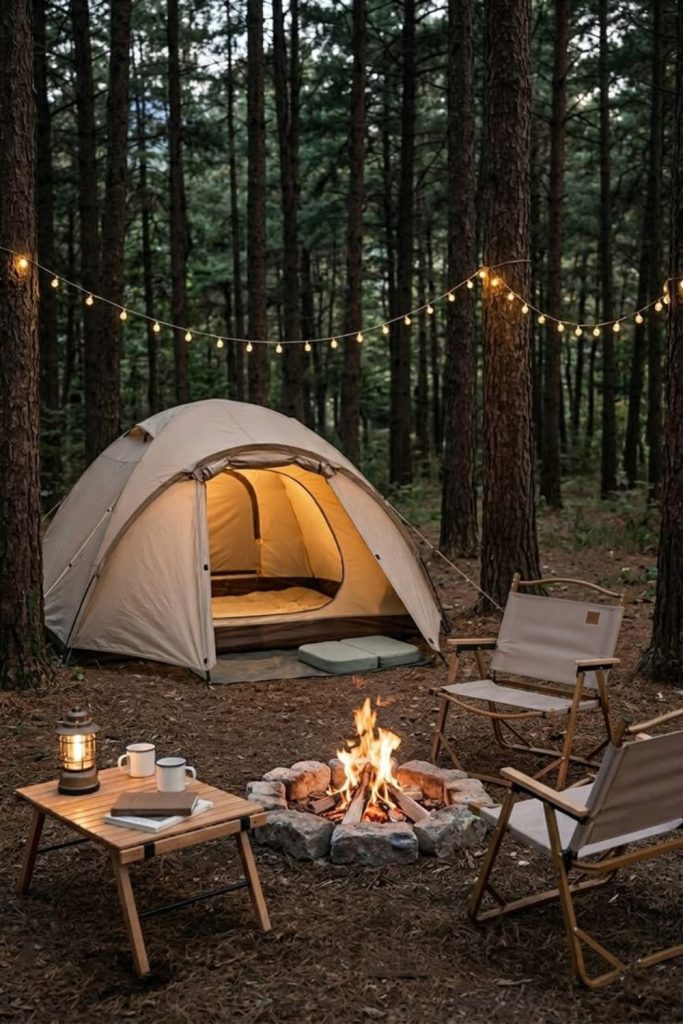 Candle lit forest hollow woodland escape