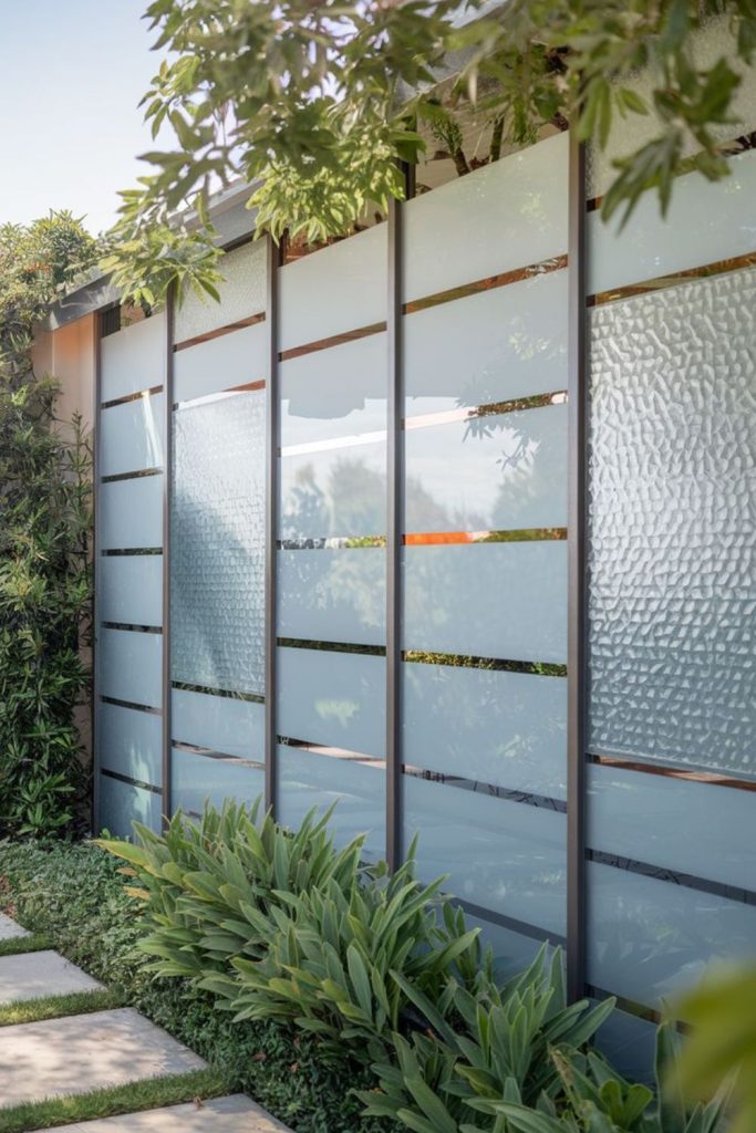 Frosted glass panel modern privacy fence
