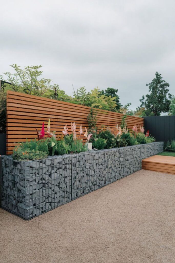 Gabion rock cage industrial stone fence