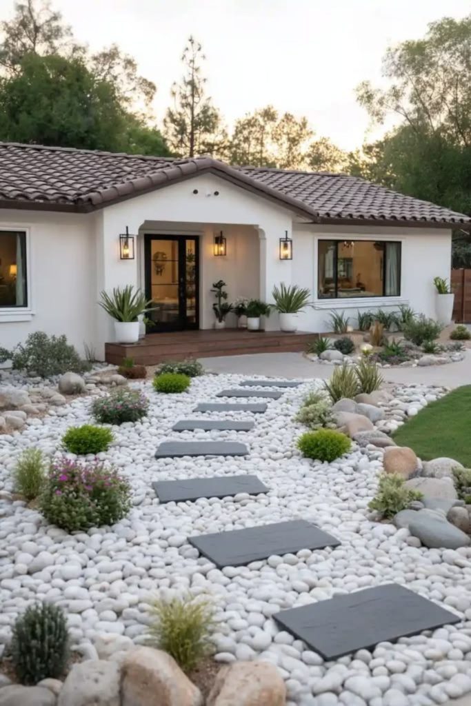 Geometric gravel geometry yard angular modern structured garden layout