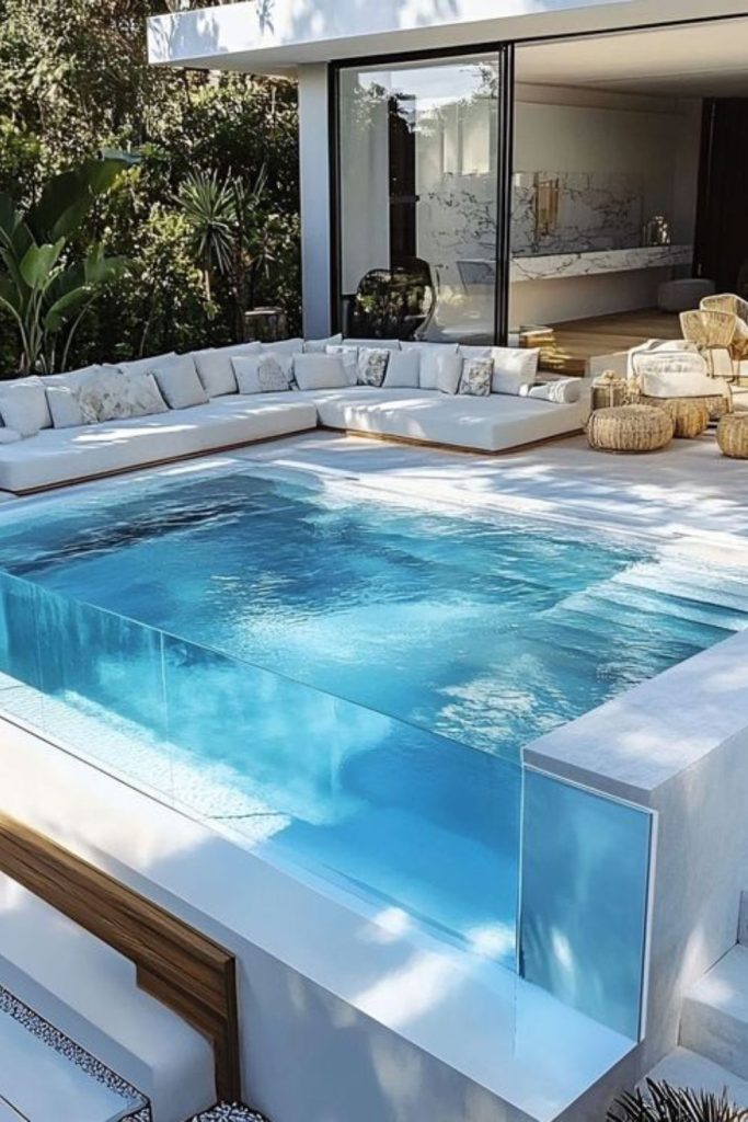 Glass edge infinity pool illusion deck