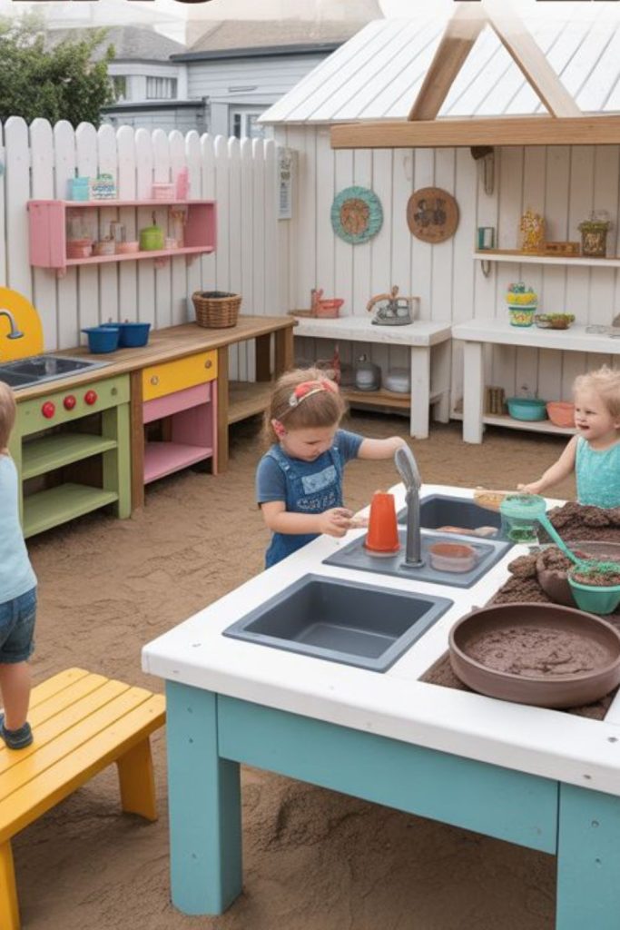 Gravel filled sensory mud mixing zone