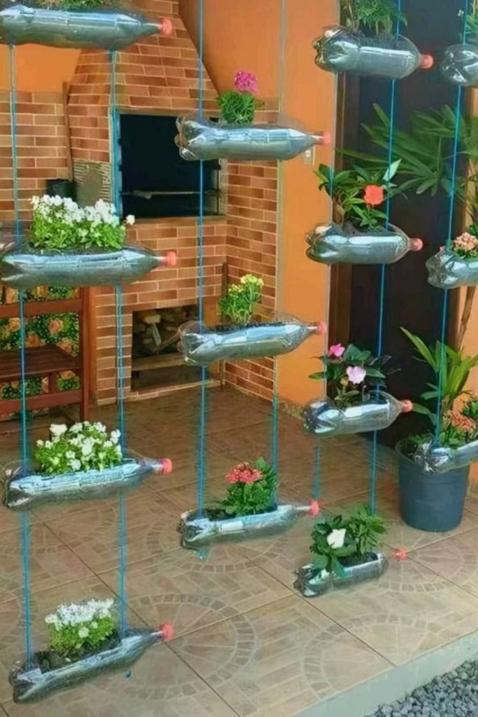 Hanging bottle vertical plant garden