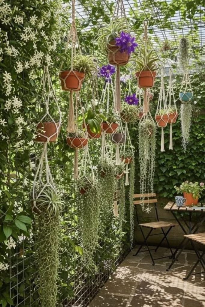 Hanging fern curtain garden divider wall
