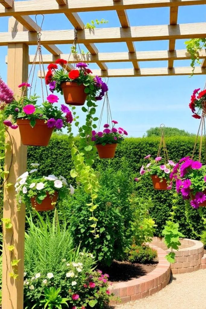 Hanging planter and trellis combo.
