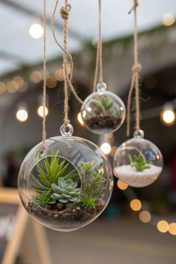 Succulent glass orb planter decor