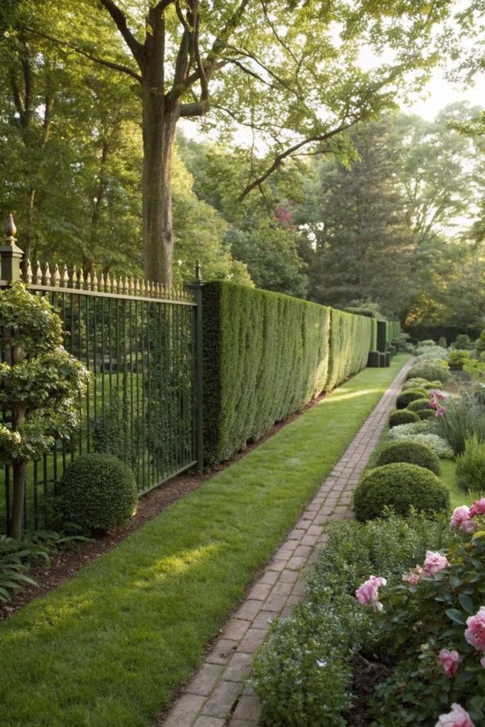 Dense hedge privacy green living fence