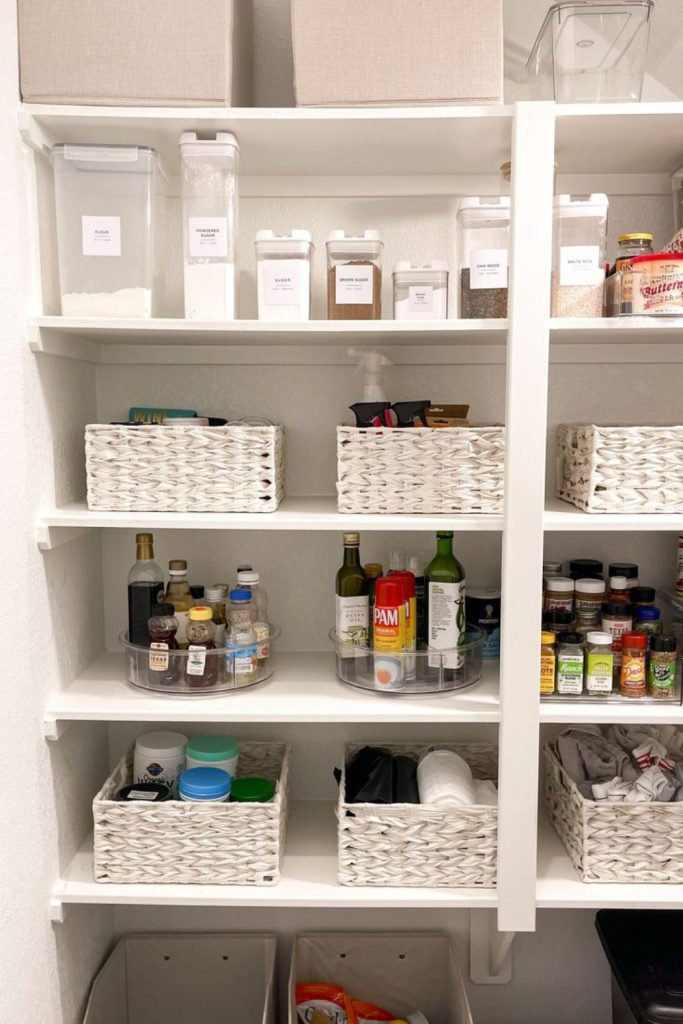 Height based pantry shelf arrangement.
