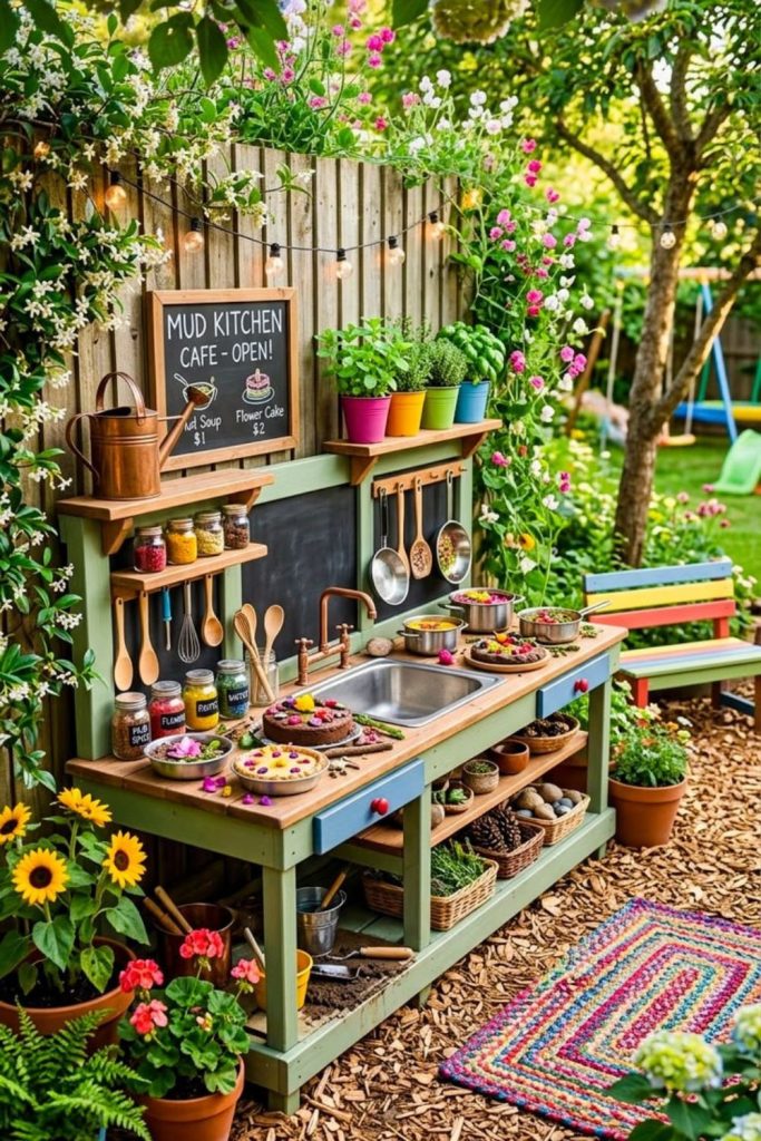 Herb garden outdoor mud kitchen.