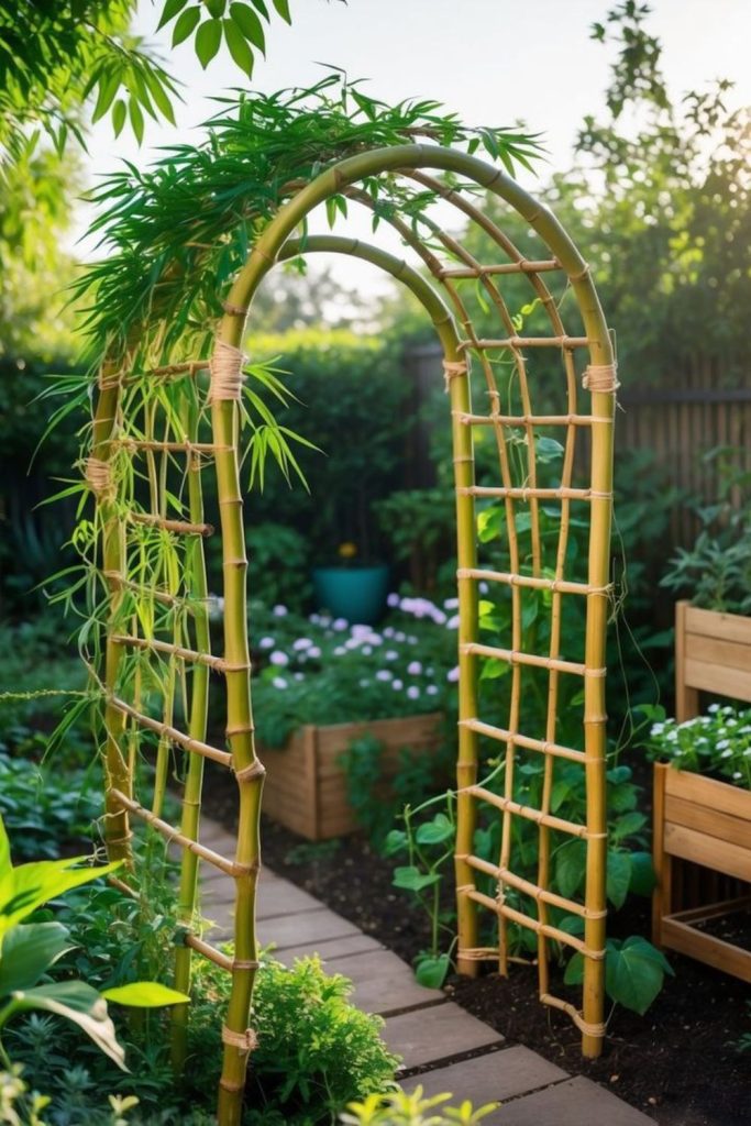 Hoop tunnel vine garden trellis