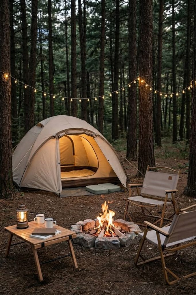 Scenic valley overlook ember campsite retreat