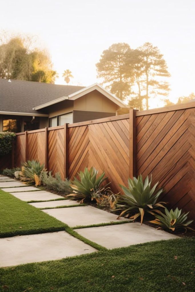 Horizontal cedar strip modern wood fence