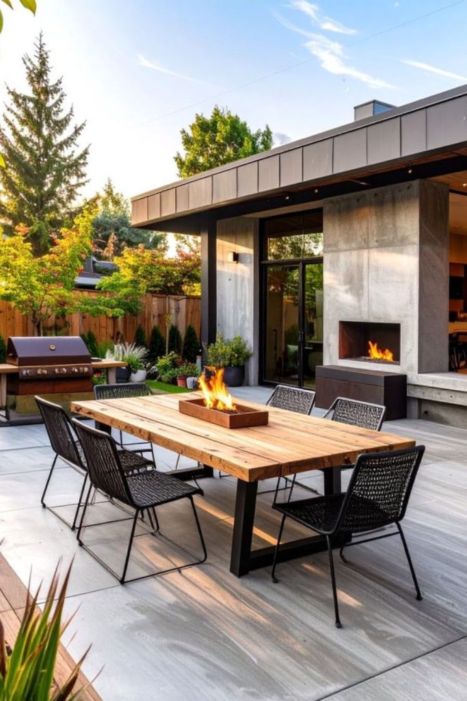 Industrial concrete patio urban style.