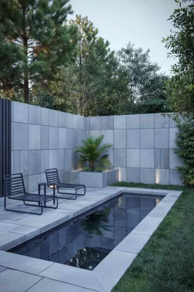Industrial concrete urban rooftop pool deck