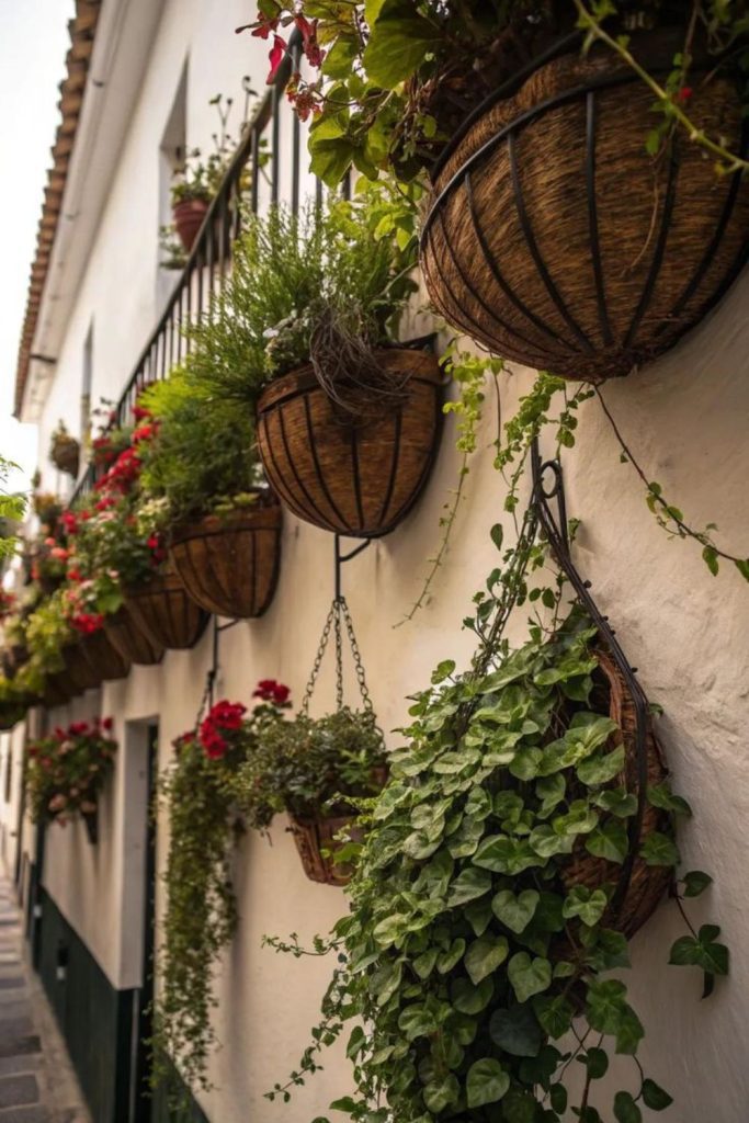 Dense greenery cascading plant wall