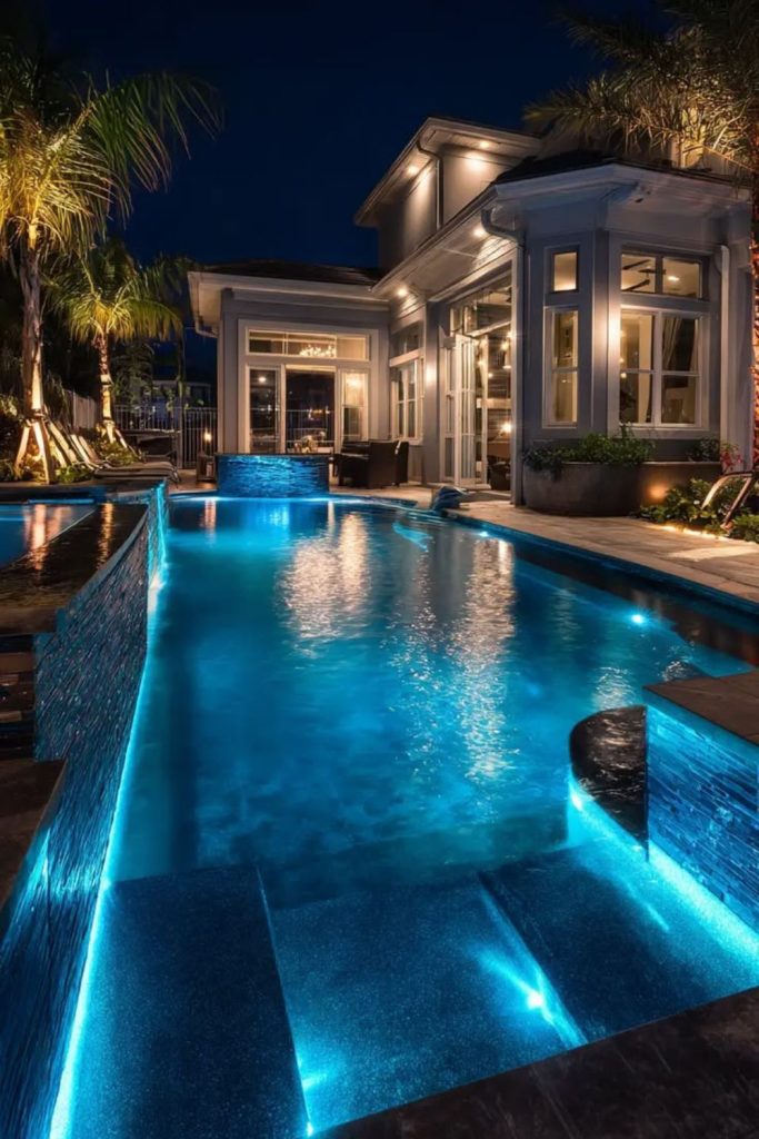 Illuminated pool safety rope system