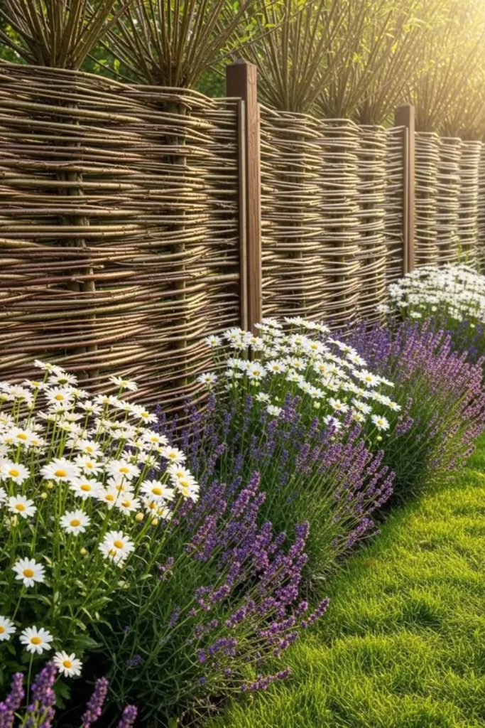 Living willow weave natural fence screen