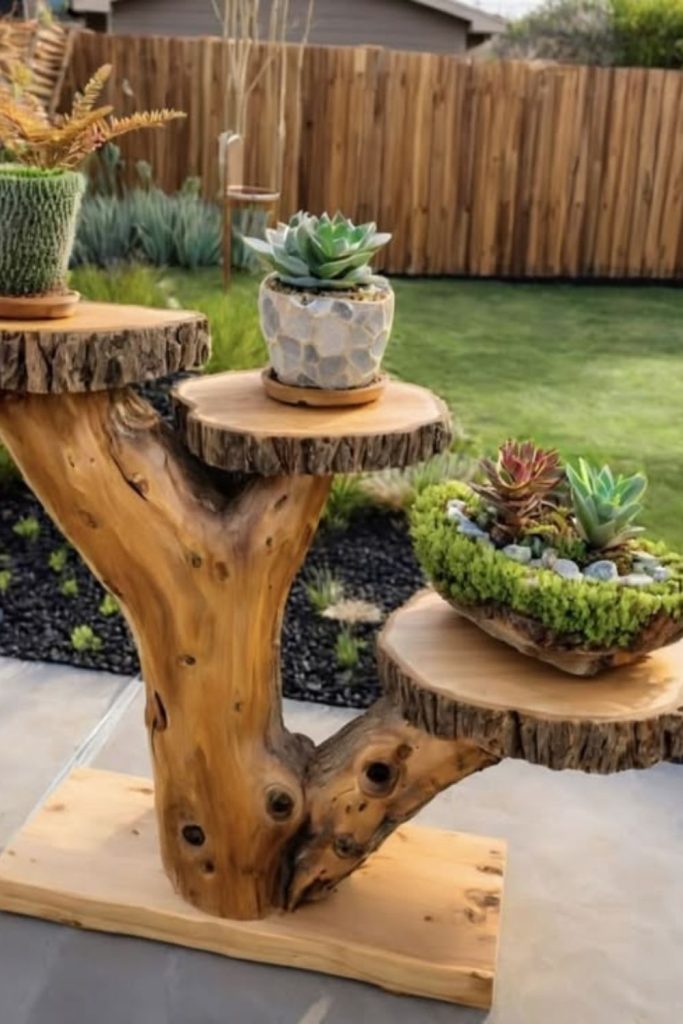 Log slice natural plant tiers