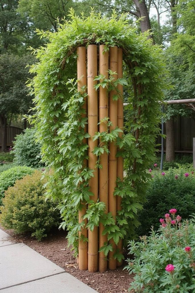 Log slice rustic plant trellis