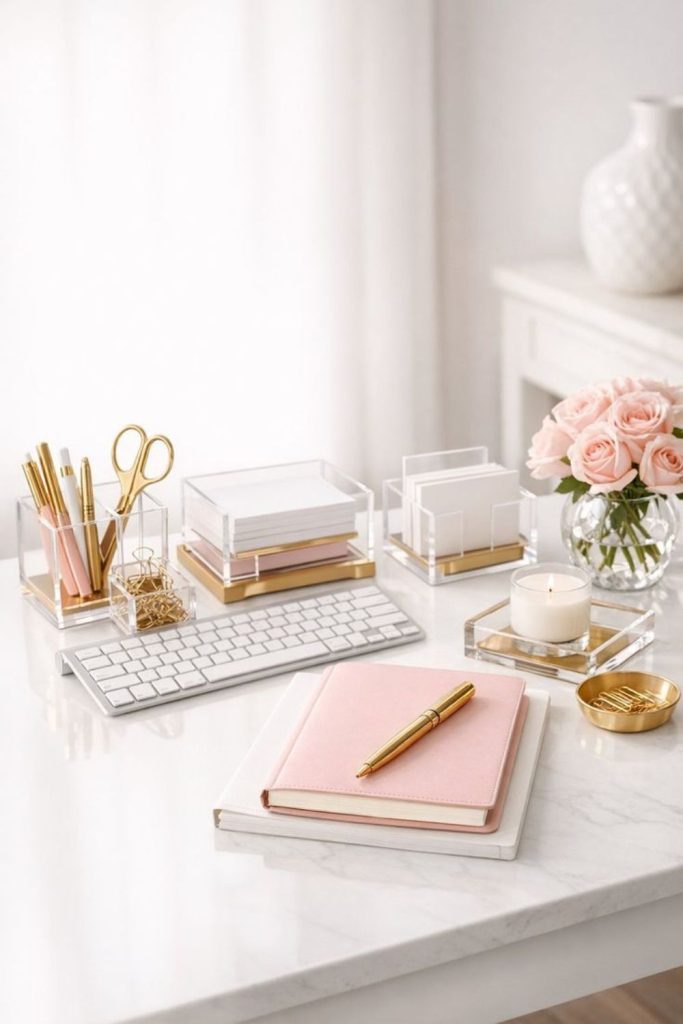 Gold accent luxury cubicle office design.