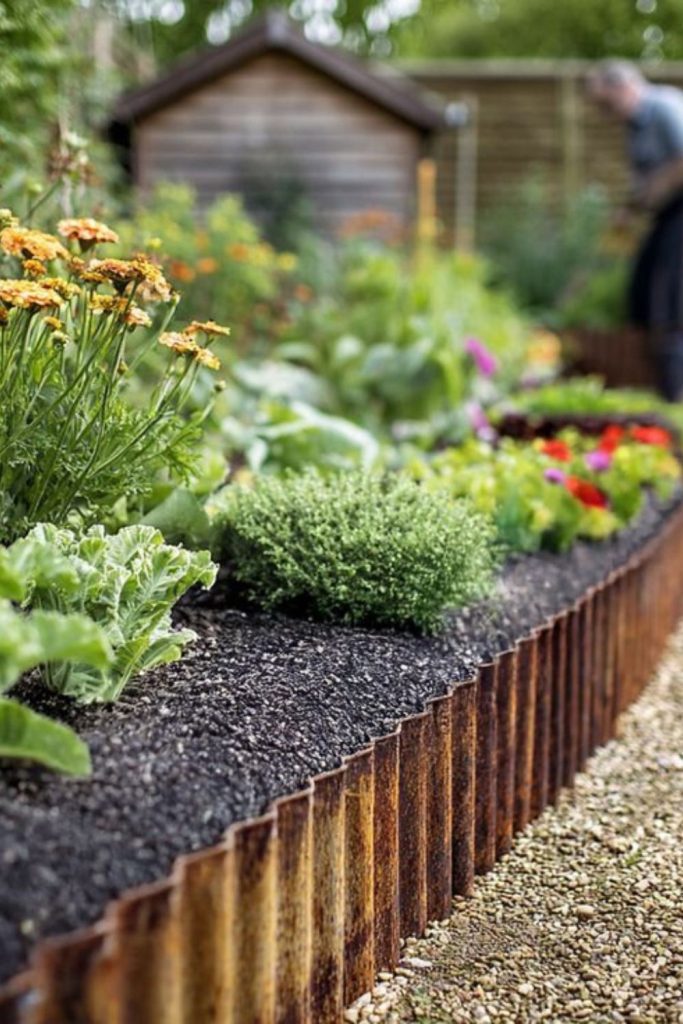 Metal pipe industrial garden border style