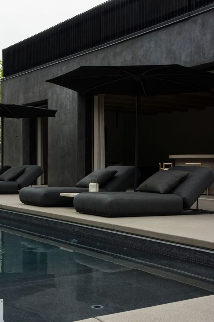 Midnight black luxury pool terrace