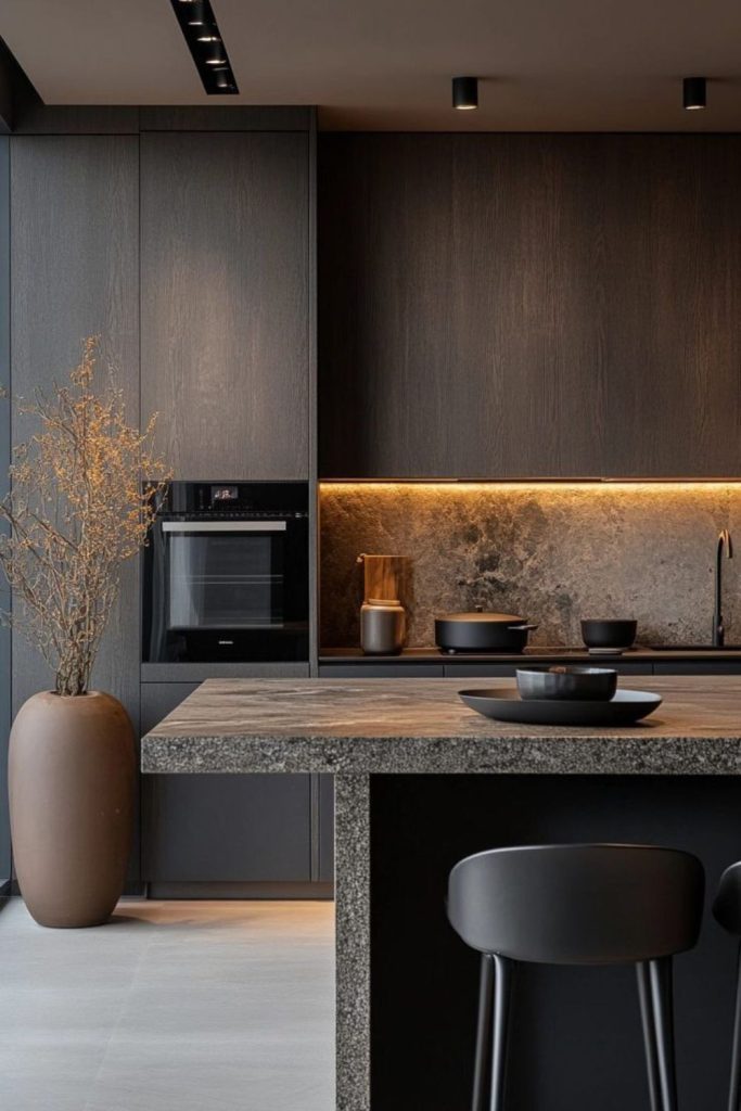 Dark cocoa cozy kitchen mood