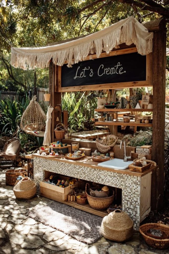 Mini market stall mud kitchen.