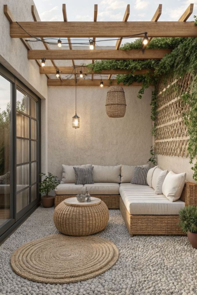 Minimalist pergola with clean lines.