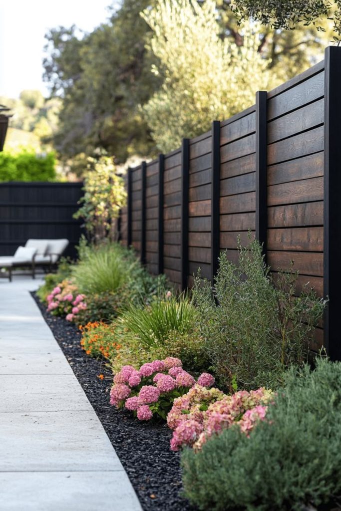 Slatted shadow play wooden fence design