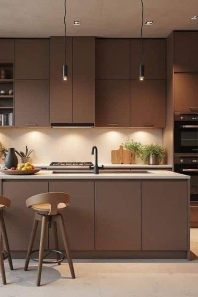 Warm mocha cozy kitchen mood