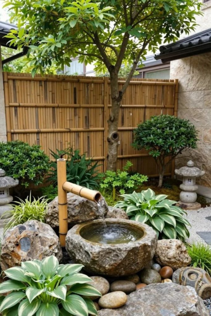 Minimal Zen yard with stones.