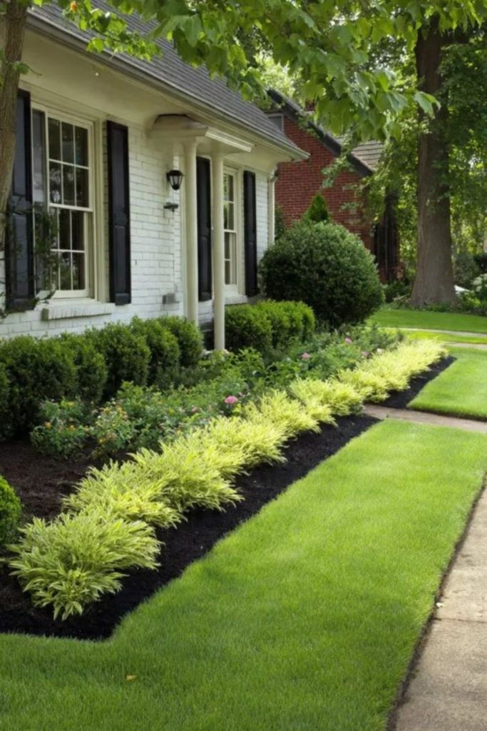 Monochrome green palette yard single tone layered foliage harmony