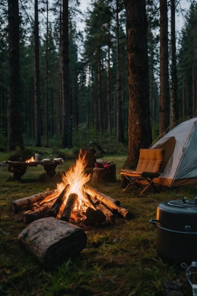 Mossy creek woodland campsite cozy atmosphere